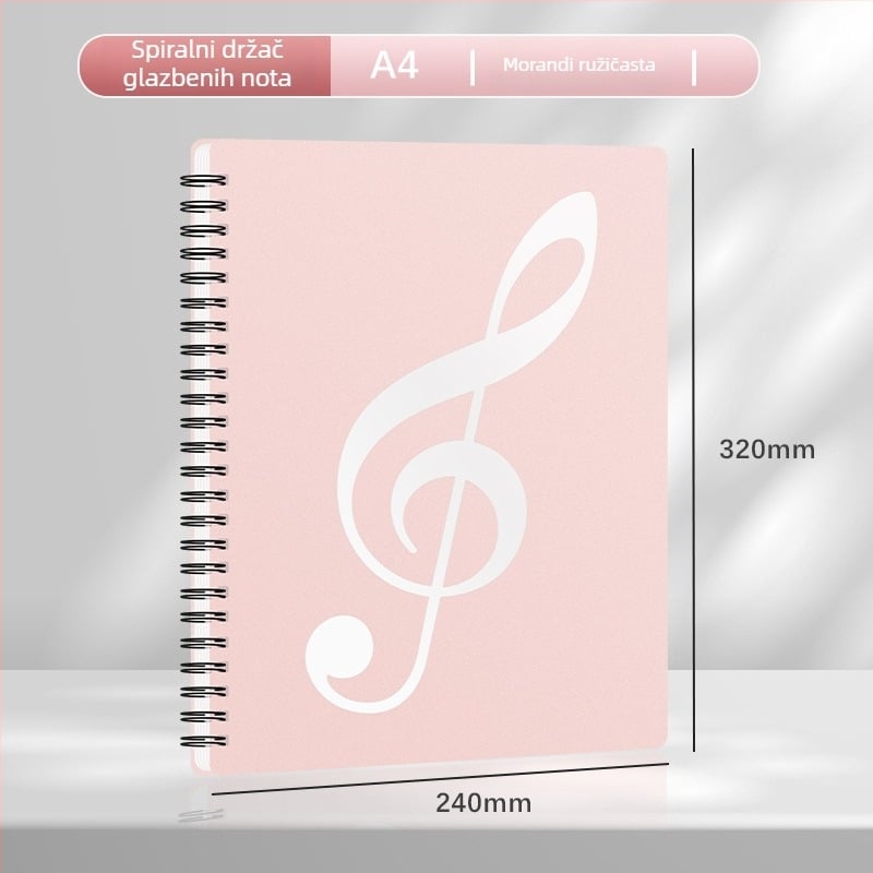 Folder za partiture za klavir, 40 stranica/60 partitura, PP plastika, višestrani folder, Worry-free 91024, mogućnost prilagodbe