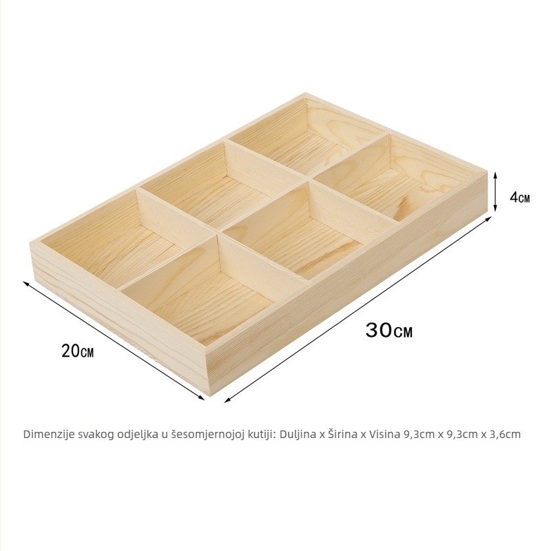 Drvena kutija za stolno skladištenje u zakka stilu s mrežastim pretincima, model ZC1006; plaid uzorak (D:3, A:6).