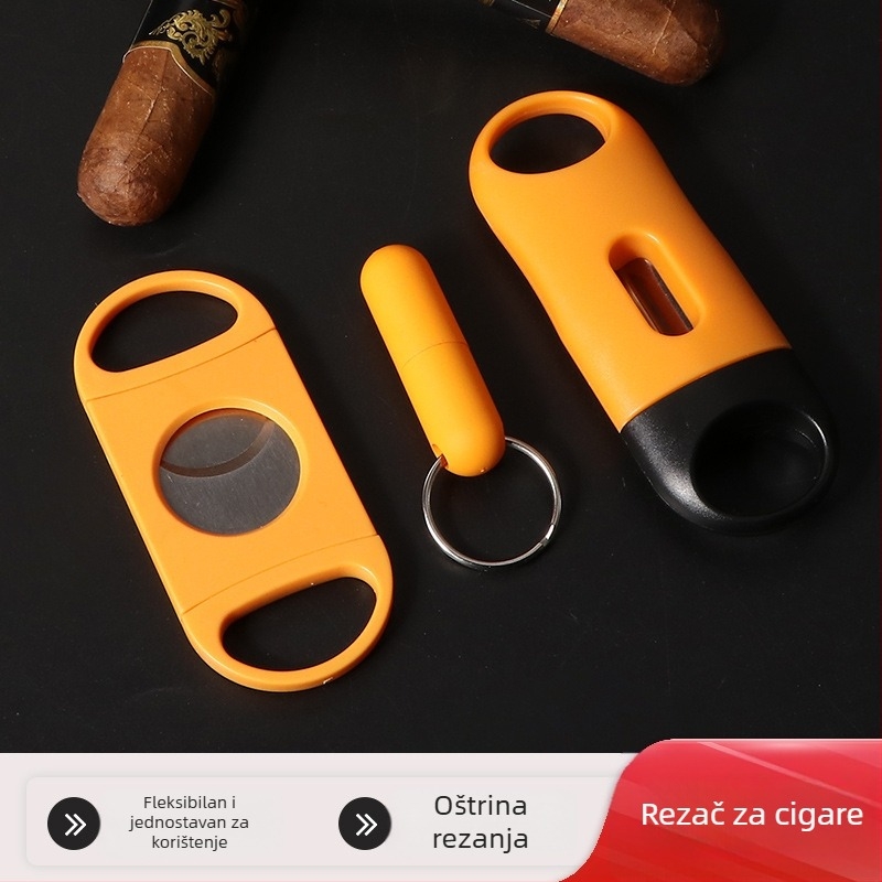 Trodijelni set škara za cigare od nehrđajućeg čelika s ABS plastičnim držašima u obliku V