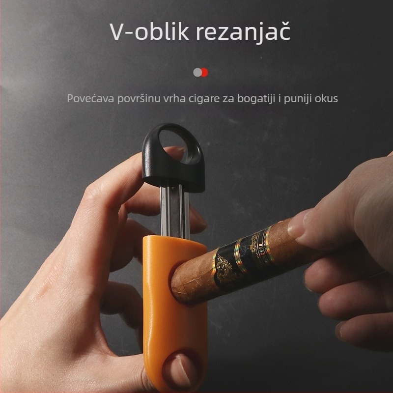 Trodijelni set škara za cigare od nehrđajućeg čelika s ABS plastičnim držašima u obliku V