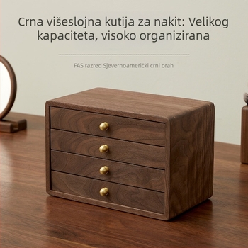 Drvena kutija za nakit KT57 s višestrukim ladicama – orahovo drvo, novi kineski stil, organiziranje nakita