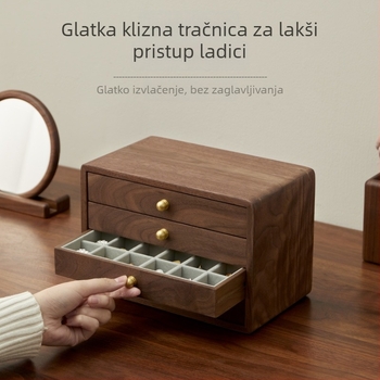 Drvena kutija za nakit KT57 s višestrukim ladicama – orahovo drvo, novi kineski stil, organiziranje nakita