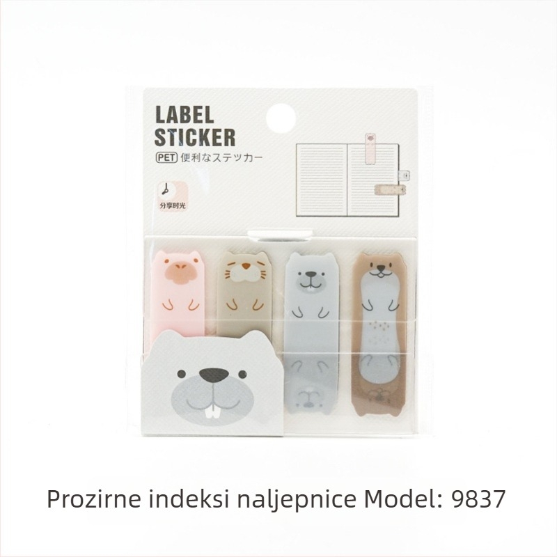 Prozirne PET bilježnice za indekse s oblicima životinja — ljepljive bilješke; IP prava: Nije ovlašteno