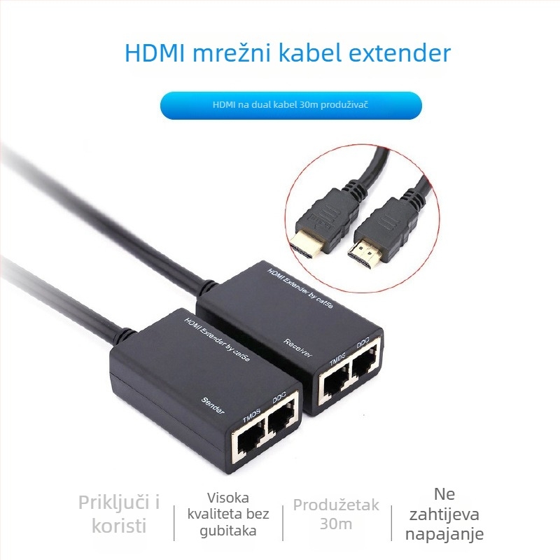 HDMI extender s dva RJ45 porta, 1080p@60Hz, 1920x1080, model He30