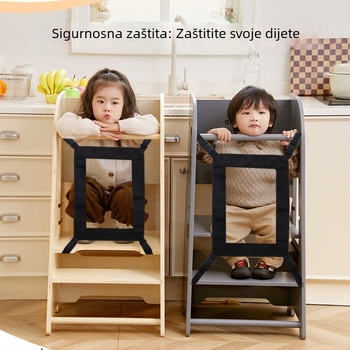 Sklopivi dječji stol za pranje ruku sa sigurnosnom mrežom; višenamjenski kuhinjski stol; penjačka stolica; učna kula sa mrežom