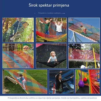 Zaštitna mreža protiv pada, prilagođena dvostruko slojevita mreža bez čvorova, poliesterski materijal, za dvorišta, balkone, otvorene prostore i zabavne parkove