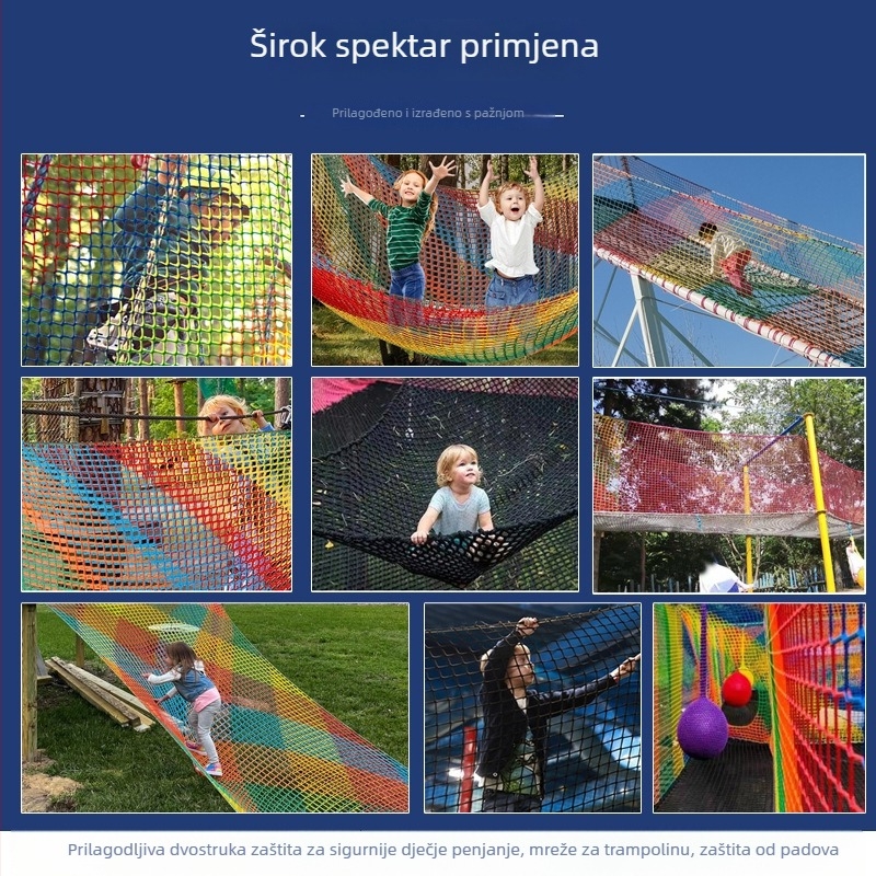 Zaštitna mreža protiv pada, prilagođena dvostruko slojevita mreža bez čvorova, poliesterski materijal, za dvorišta, balkone, otvorene prostore i zabavne parkove