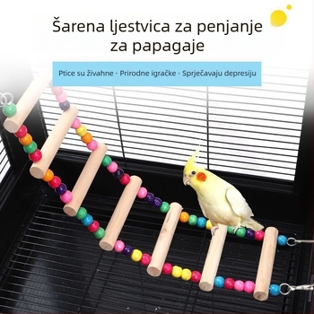 Ljestvica za ptice s ljuljačkim prstenima — edukativna penjačka ljestvica za papagaje i cockatiel • Vrsta: Ptice • Uvoz: Ne