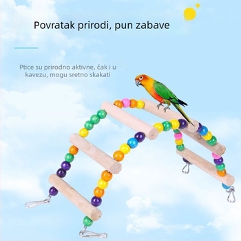 Ljestvica za ptice s ljuljačkim prstenima — edukativna penjačka ljestvica za papagaje i cockatiel • Vrsta: Ptice • Uvoz: Ne