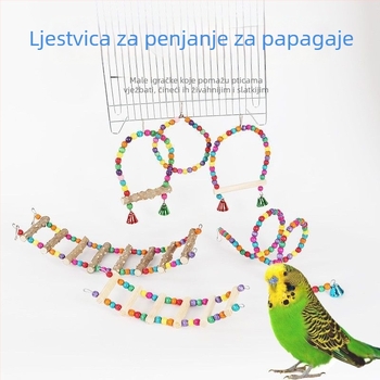 Ljestvica za ptice s ljuljačkim prstenima — edukativna penjačka ljestvica za papagaje i cockatiel • Vrsta: Ptice • Uvoz: Ne