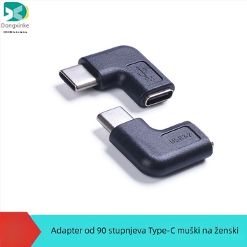 Dongxinke Type-C muški–ženski adapter, 90° kut produžnog kabla, verzija 3.2, brzo punjenje, kompatibilno s telefonima, tabletima, digitalnim kamerama