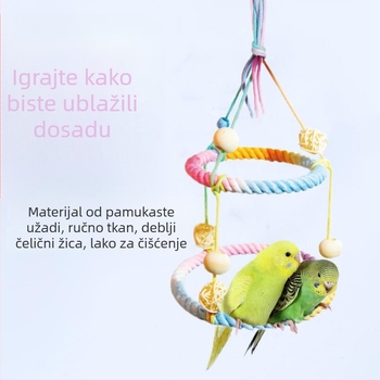 Papagajski penjački perch od pamuka, rotirajući, sa stalkom i ljuljačkom