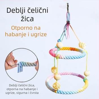 Papagajski penjački perch od pamuka, rotirajući, sa stalkom i ljuljačkom