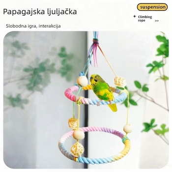Papagajski penjački perch od pamuka, rotirajući, sa stalkom i ljuljačkom