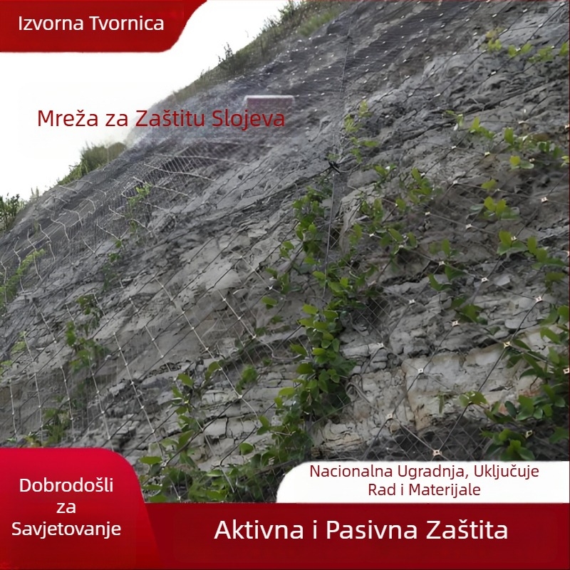 Aktivna i pasivna mreža za zaštitu kosina, zaštita od klizanja kamenja u planinskim područjima, mreža od čeličnog užeta za stabilizaciju tla, sigurnosna mreža protiv pada kamenja