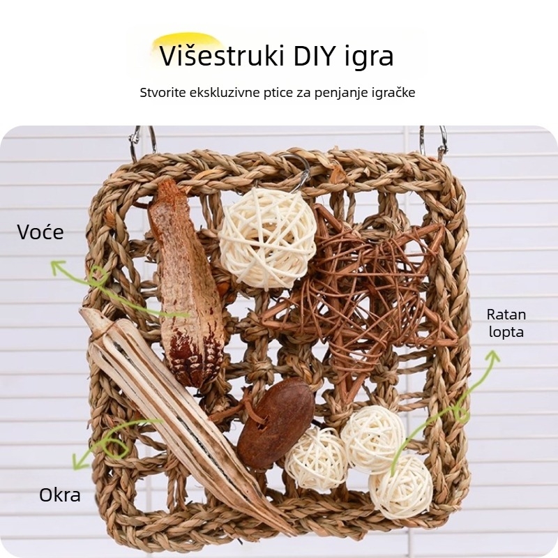 Set igračaka za papagaja s mrežom za penjanje u kavez i žvaćajuća igračka za cockatiel, uz motiv tigarskih pruga i božura, kompletan skup igračaka za ptice