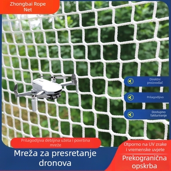 Mreža za presretanje dronova, zaštitna mreža, mreža protiv sudara s užetom, mreža protiv pada, za zračnu luku