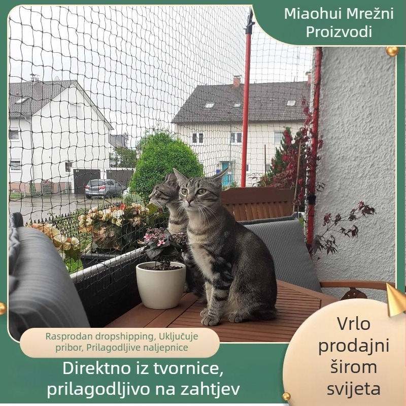 Mreža za sigurnost balkona za mačke i pse – prozirna najlonska mreža, zaštita od pada, za balkon/prozor (Najlon mreža, prozračna, zaštita od pada, za balkon/prozor, za mačke i pse)