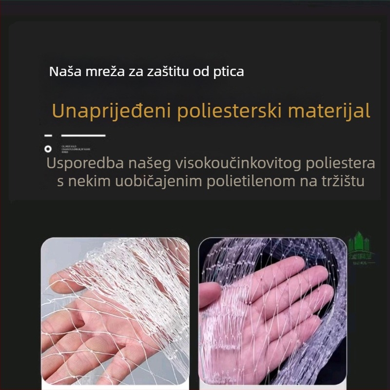 Visokoizdrživa poliester mreža protiv ptica za ribnjake, farme peradi, plestenici, voćnjake i penjačke biljke