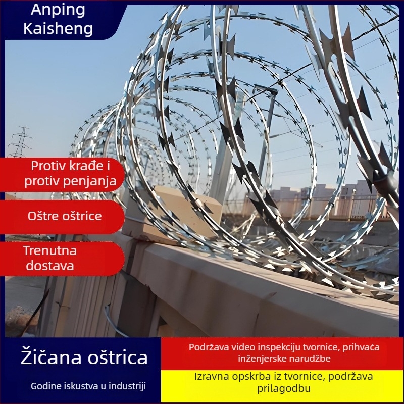 Bodljikava žica od 304 nerđajućeg čelika za željezničke zaštitne ograde protiv penjača