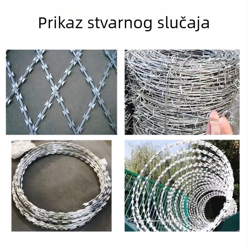 304 nehrđajući čelik bodljikava žica, dvostruka uvijač (višestruka vlakna), desno uvijanje, stil Siro, napetost 50