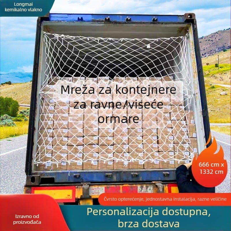 Kontejnerska mreža za teret — zaštita od kolapsa, zaštitna izolacijska mreža, zatvaračka mreža za vozila, ojačanje protiv pada