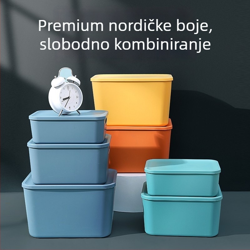 Desktop kutija za skladištenje s poklopcem — PP plast, 80–99% novi materijal, višestruki organizator za grickalice, odjeću, igračke i kozmetiku