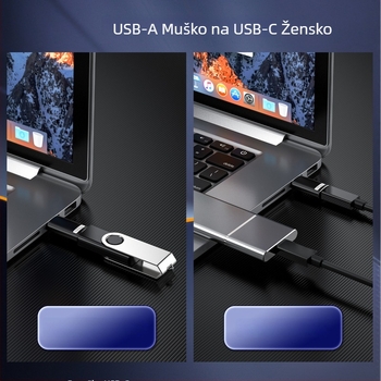 USB 3.2 Type-C OTG adapter, USB-C na Type-C, aluminijska legura, QS-009, 10Gbps