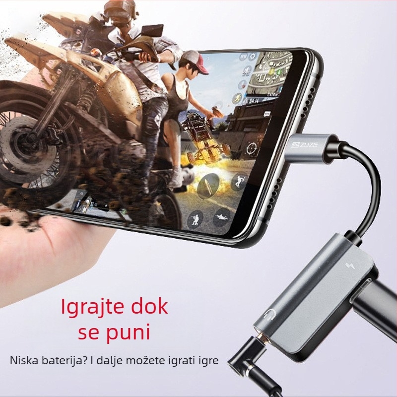 2-u-1 Type-C na 3,5 mm adapter za punjenje i slušanje glazbe – kompatibilan s Apple i Androidom – Model YL6i/YL6T, ZUZG