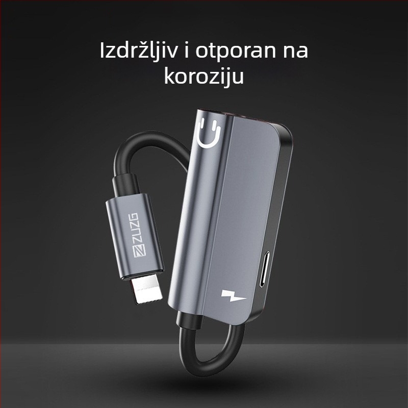 2-u-1 Type-C na 3,5 mm adapter za punjenje i slušanje glazbe – kompatibilan s Apple i Androidom – Model YL6i/YL6T, ZUZG