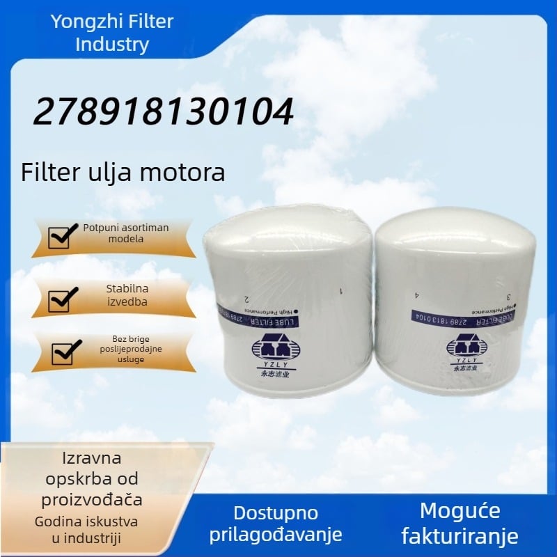 Filter ulja 278918130104 za generatorе, traktore, kamione, utovarivače i građevinske strojeve — filtracijski materijal, otporan na lužine, kiseline i koroziju