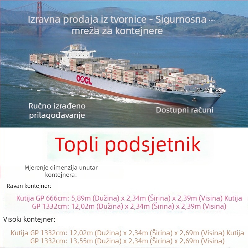 Nylon mreža za kontejnere, viseća zaštitna mreža s Y-jačanjem