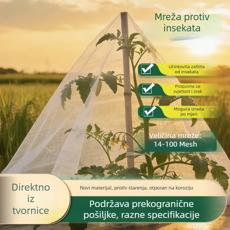 Bijela zaštitna mreža za staklenik za voće i povrće, zaštita od ptica i štetnika, 14–100 otvora, širina 1–3 m, polietilen