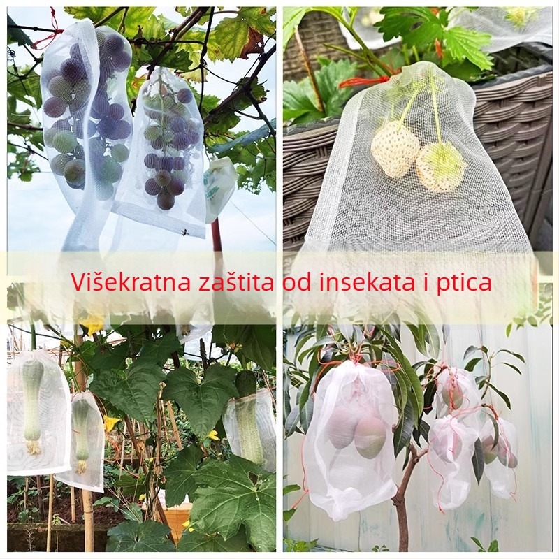 Najlon vrećica s mrežicom za zaštitu voća od insekata i ptica, prozračna mreža, pogodna za grožđe i dragon fruit