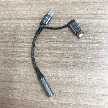 Type-C i Lightning dvostruki audio adapter, najlonski pleteni kabel sa upravljačem za slušalice, verzija 1.2