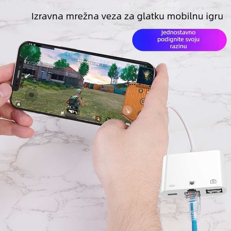 OTG adapter za Apple iPad – USB Ethernet kartica i punjenje, 3-u-1 pretvarački kabel