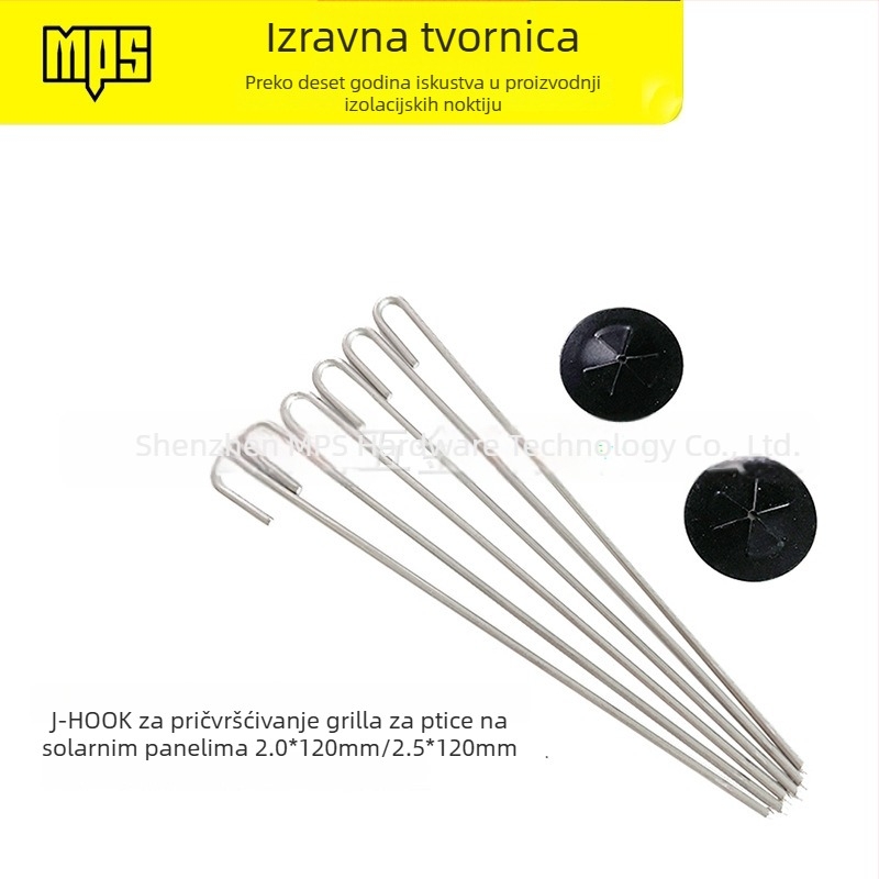 J-oblik klip izolacije, od nehrđajućeg čelika i aluminija, za mrežu protiv ptica na solarnim pločama, toplinska vodljivost 0.035, radna temperatura 500