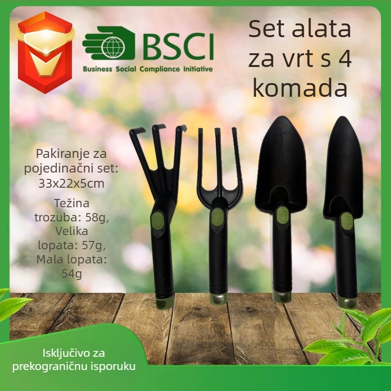 Jusen Plastični set vrtnih alata, 4 komada, za sadnju cvijeća