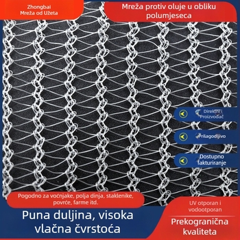 Mreža protiv tuče u obliku polumjeseca za voćnjake, polja, staklenike i cvjetne vrtove