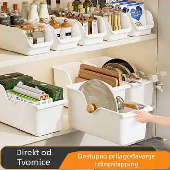 Organizator kuhinjskog ormarića s kotačićima za poklopce lonaca i posude za začine – PP plastika, 18L kapacitet, model TM držač poklopaca