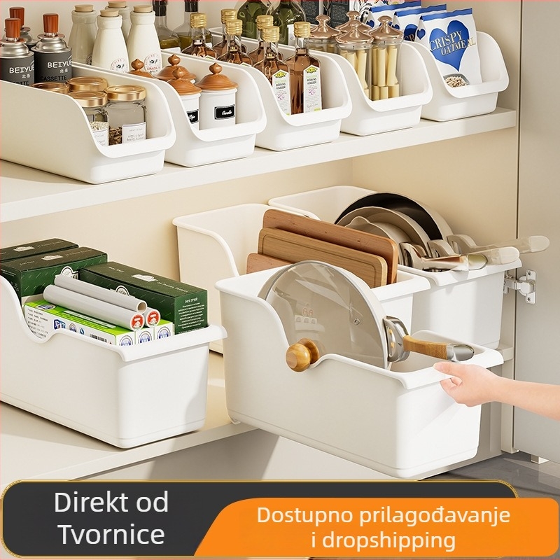 Organizator kuhinjskog ormarića s kotačićima za poklopce lonaca i posude za začine – PP plastika, 18L kapacitet, model TM držač poklopaca