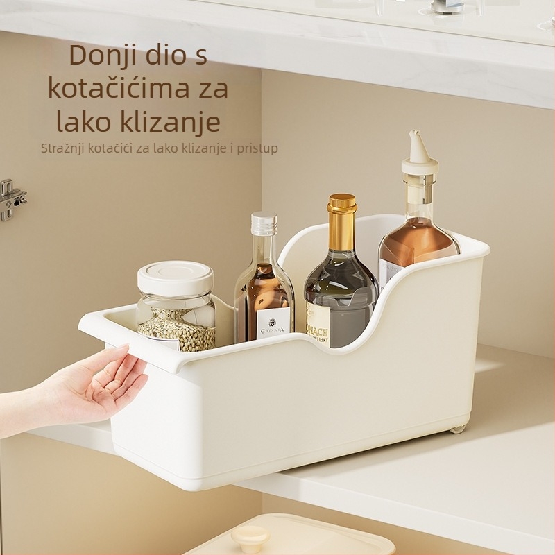 Organizator kuhinjskog ormarića s kotačićima za poklopce lonaca i posude za začine – PP plastika, 18L kapacitet, model TM držač poklopaca