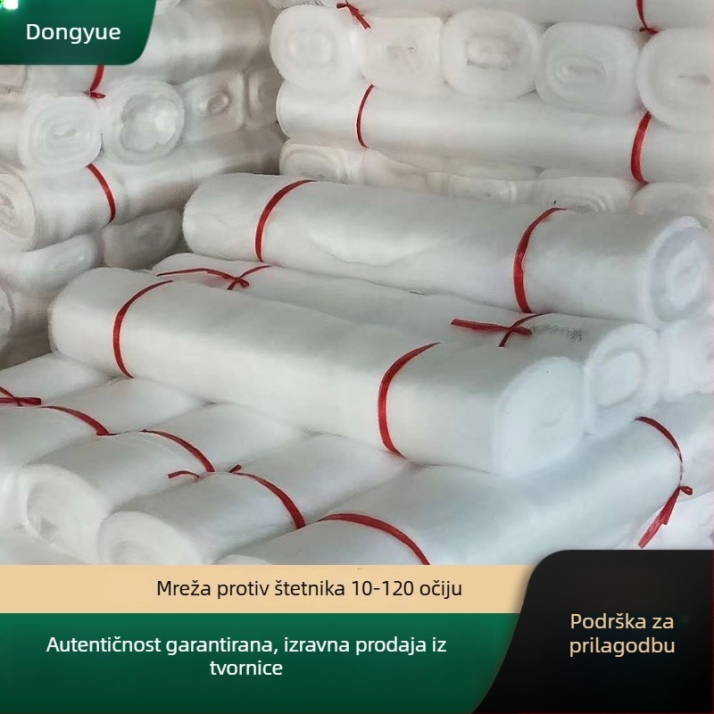 Mreža protiv insekata za plastenike i voćnjake — polietilen, otvori 10–100 µm, promjer vlakana 0.12 mm, vijek trajanja 3–5 godina, brend Dongyue