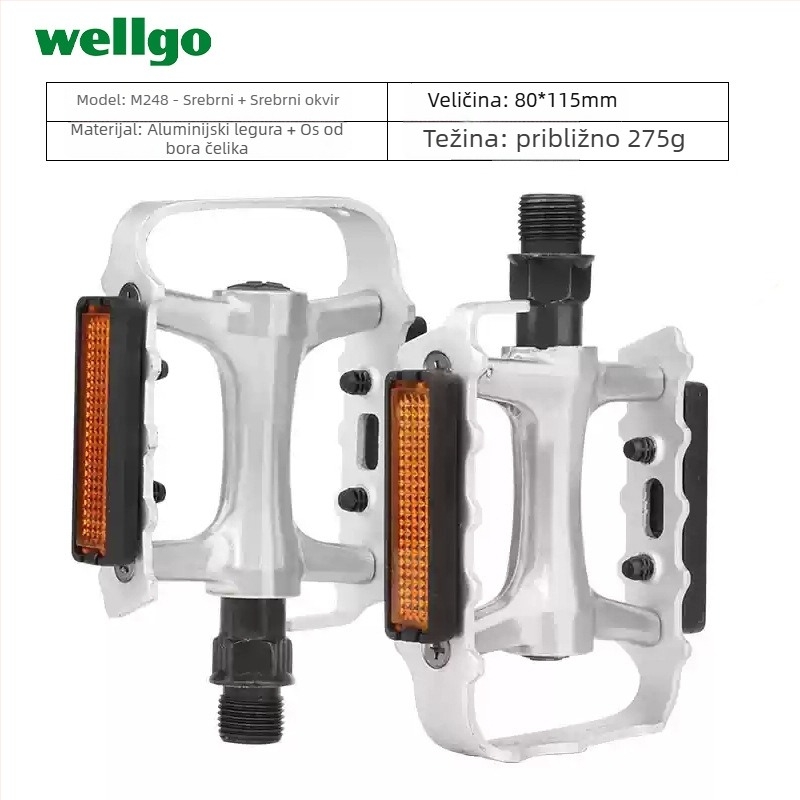 WELLGO M248 pedale za planinske i cestovne bicikle | aluminijska legura | protuklizne, ultra lagane | ležaj DU Peilin