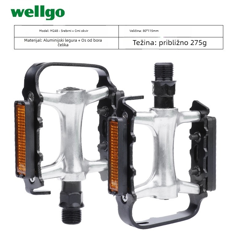 WELLGO M248 pedale za planinske i cestovne bicikle | aluminijska legura | protuklizne, ultra lagane | ležaj DU Peilin