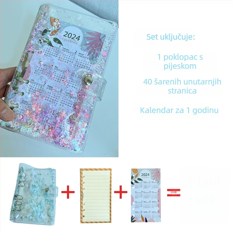 Ručni dnevnik s prozirnim PVC omotom, s listovima na slobodne listove, Dowling papir 100 g, 40 stranica