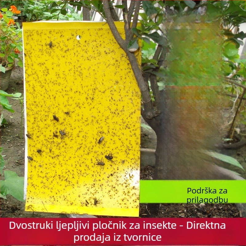 Ljepljiva ploča za insekte, dvostrano žuta i plava, vodootporna, hvata lisne uši, bijele muhe i male leteće insekte