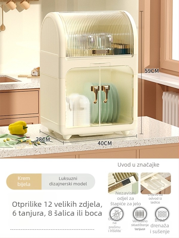 Plastična kutija za skladištenje zdjela i pribora s poklopcem – kuhinjski organizator, višenamjenski i pomični, jednostavan dizajn
