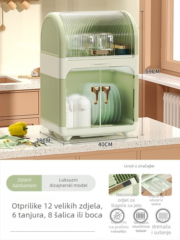 Plastična kutija za skladištenje zdjela i pribora s poklopcem – kuhinjski organizator, višenamjenski i pomični, jednostavan dizajn