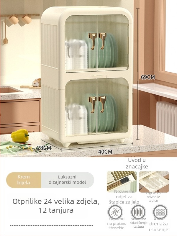 Plastična kutija za skladištenje zdjela i pribora s poklopcem – kuhinjski organizator, višenamjenski i pomični, jednostavan dizajn